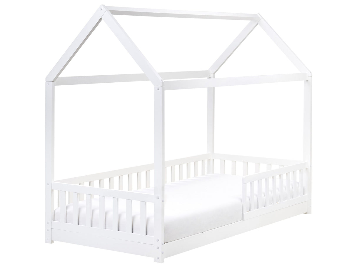 Kids House Bed White Pine EU Single Bed Frame with Slats Beliani