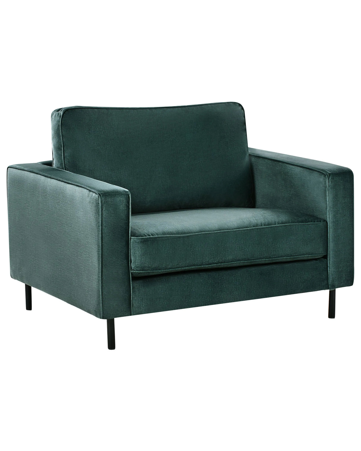 Armchair Dark Green Velvet Fabric Minimalistic Living Room Accent Chair Black Legs Track Arm Beliani