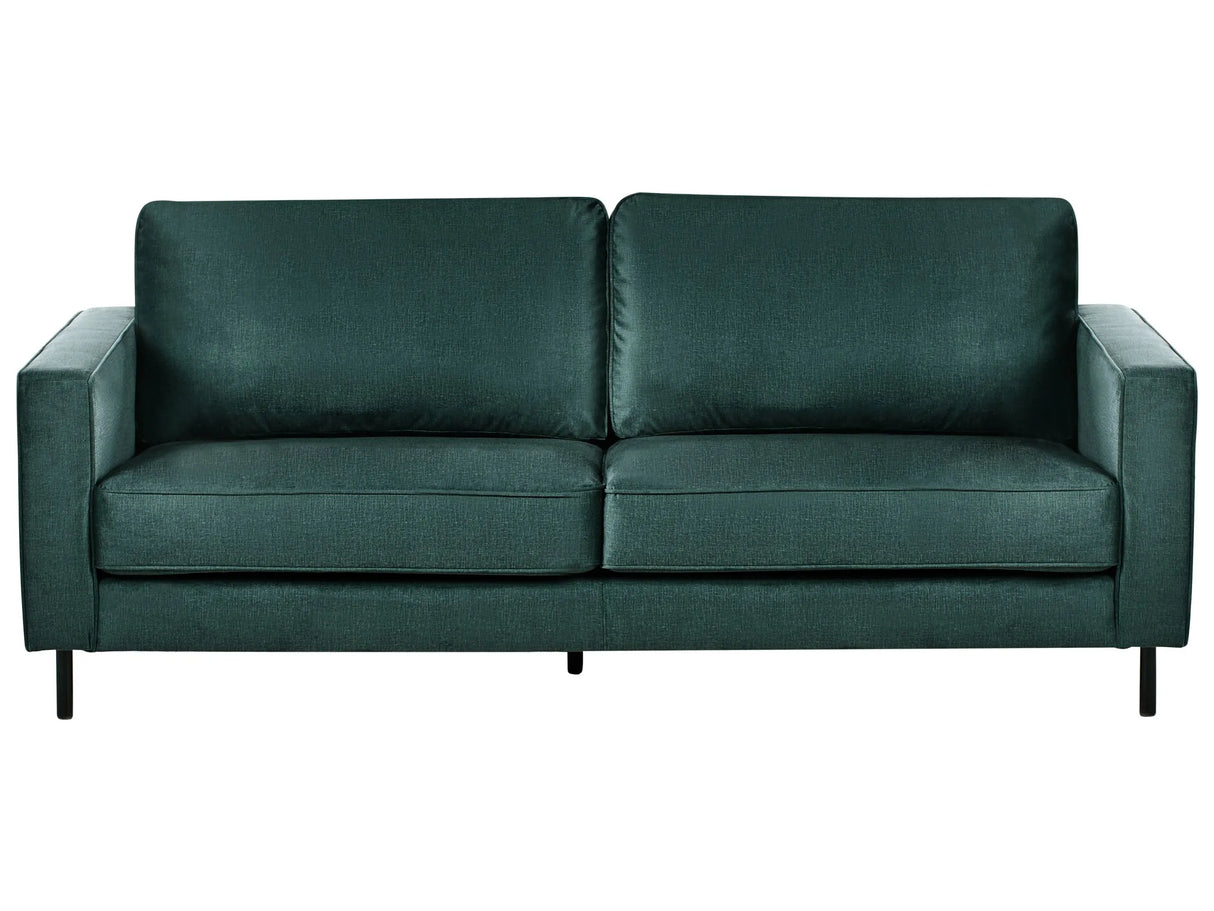 3 Seater Sofa Dark Green Velvet Retro Living Room Accent Chair Black Legs Track Arm Beliani