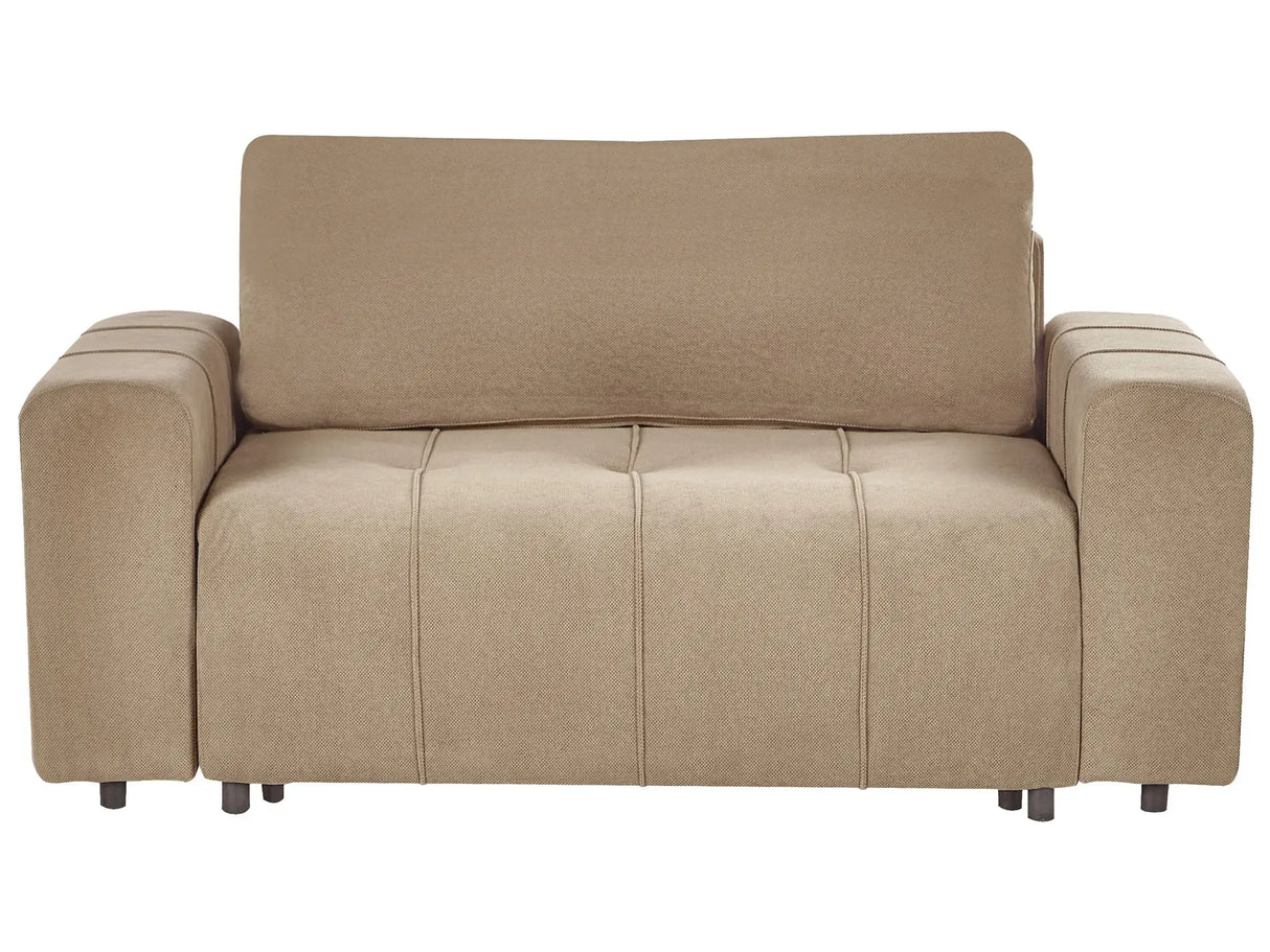 2 Seater Sofa Brown Fabric Upholstery with Storage Thickly Padded Modern Style Living Room Furniture Beliani