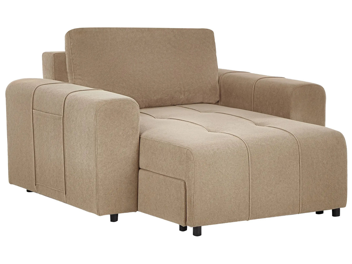 Chaise Lounge Brown Fabric Upholstery Armrests Cushion Backrest Modern Design Symmetrical Living Room Beliani