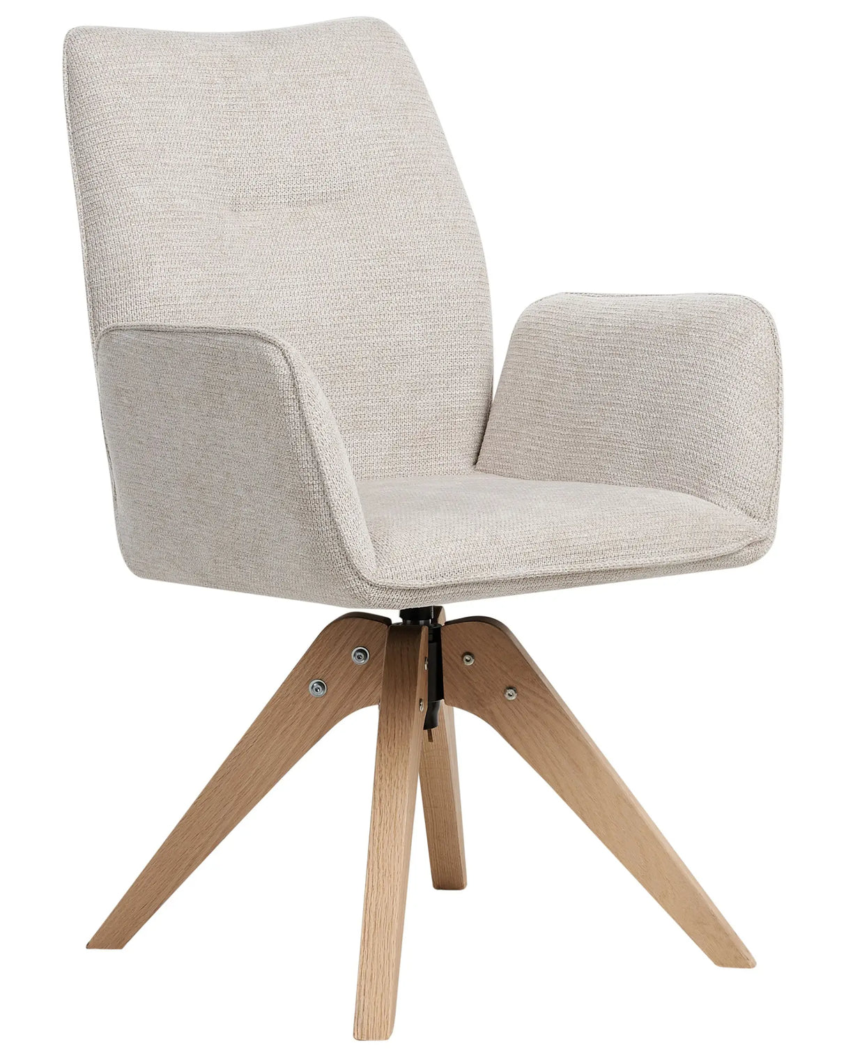 Swivel Dining Chair Light Beige Linen High Backrest Scandinavian Style Beliani