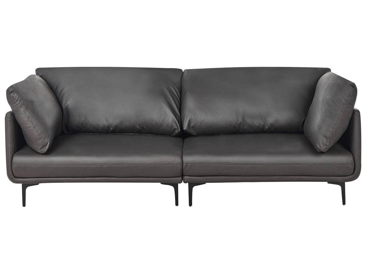 3 Seater Sofa Black Vegan Leather Polyester Industrial Modern Beliani