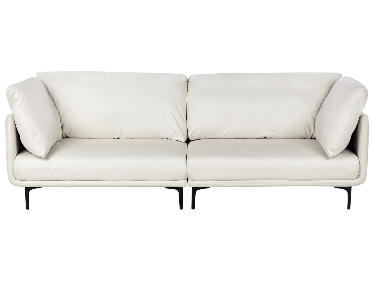 3 Seater Sofa Off White Vegan Leather Polyester Industrial Modern Beliani