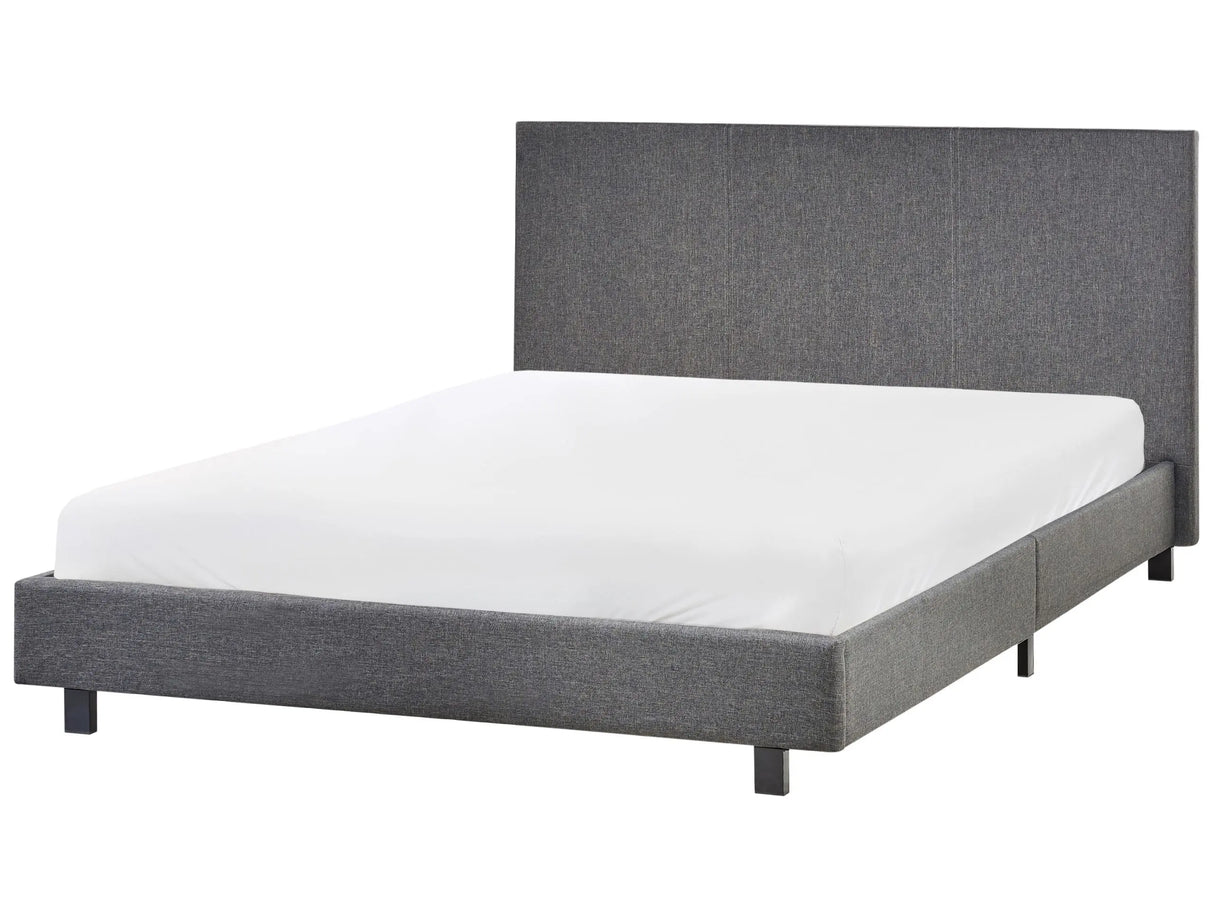 EU Double Size 4ft6 Waterbed Grey Fabric Upholstered with Mattress Headrest Modern Design Beliani
