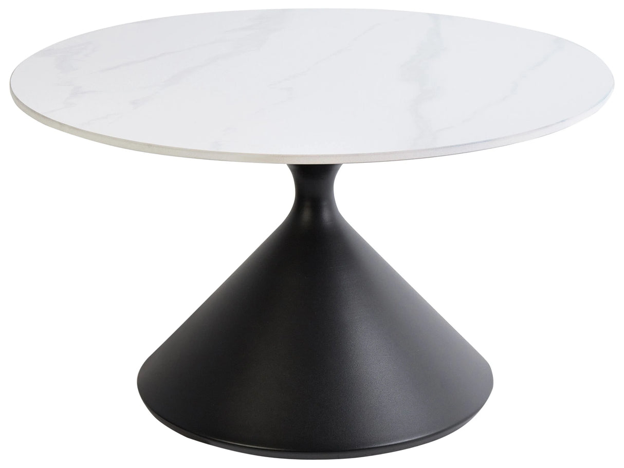 Coffee Table White Sintered Stone Top Black Metal Base 72 cm Natural Look Modern Design Living Room Beliani