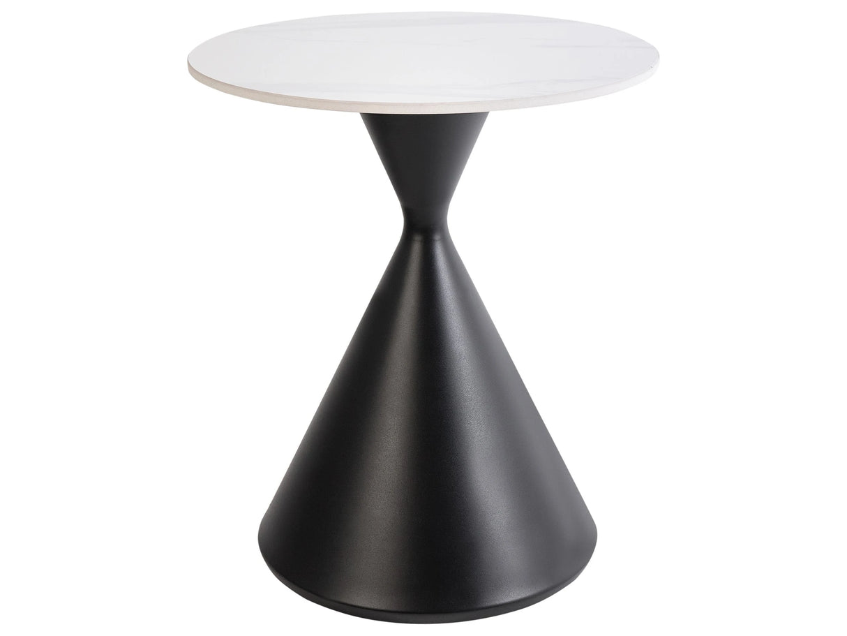 Side Table White Sintered Stone Top Black Metal Base 50 cm Natural Look Modern Design Living Room Beliani