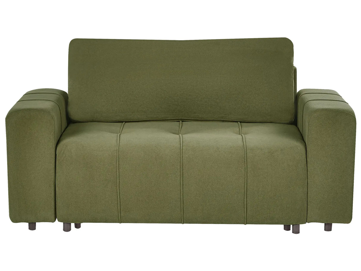 2 Seater Sofa Green Fabric Upholstery with Storage Thickly Padded Modern Style Living Room Furniture Beliani