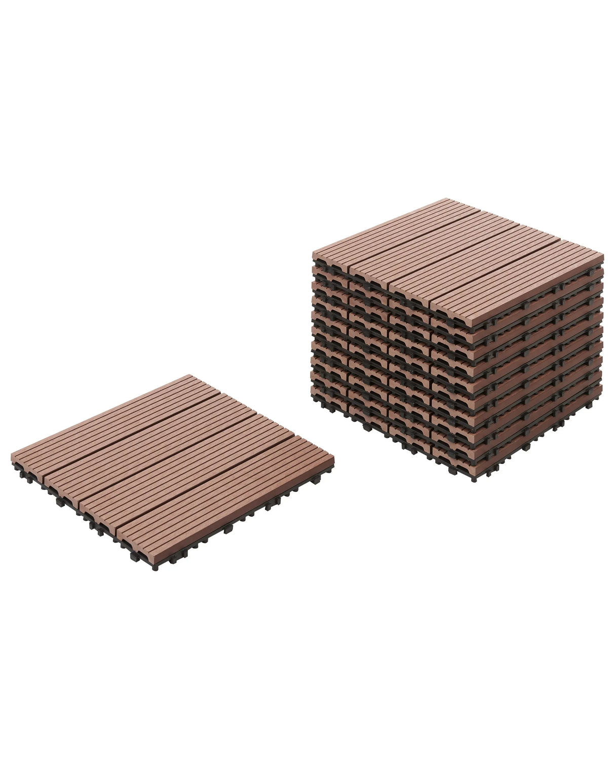 Outdoor Flooring Brown WPC Composite Deck Tiles Interlocking All Weather Beliani