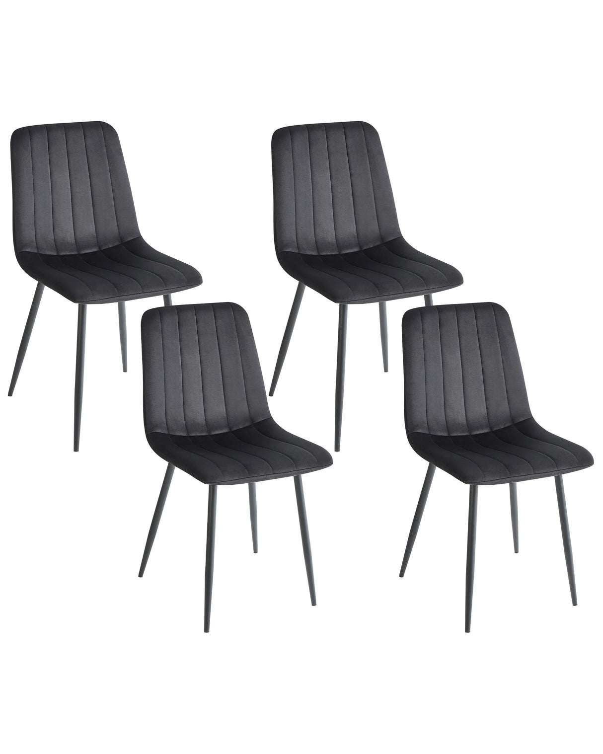 Set of 4 Dining Chairs Velvet Black Dining Room Iron Legs Modern Style Beliani