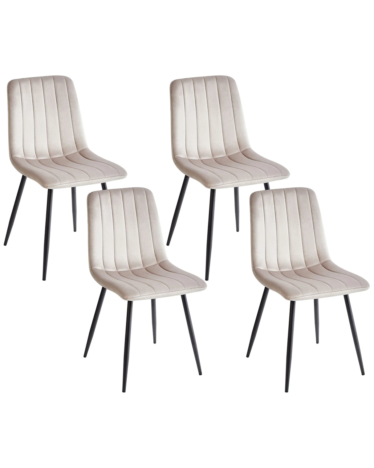 Set of 4 Dining Chairs Velvet Beige Dining Room Iron Legs Modern Style Beliani