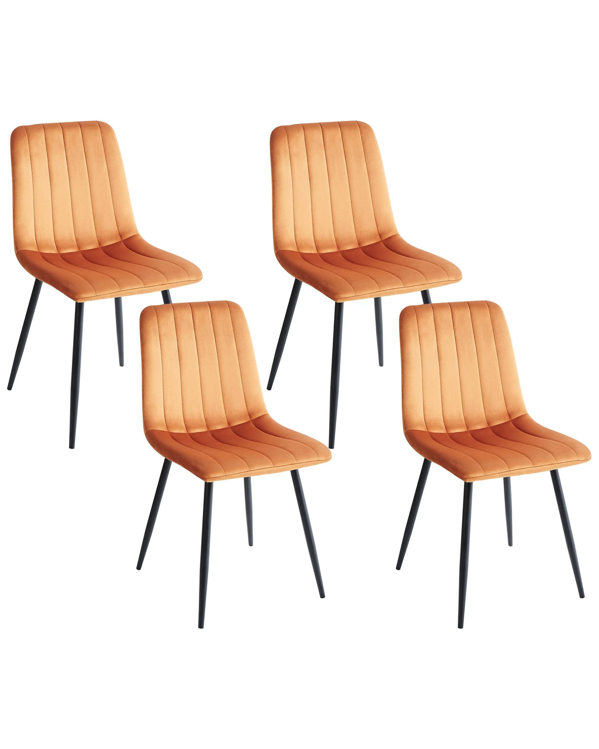 Set of 4 Dining Chairs Orange Beige Dining Room Iron Legs Modern Style Beliani