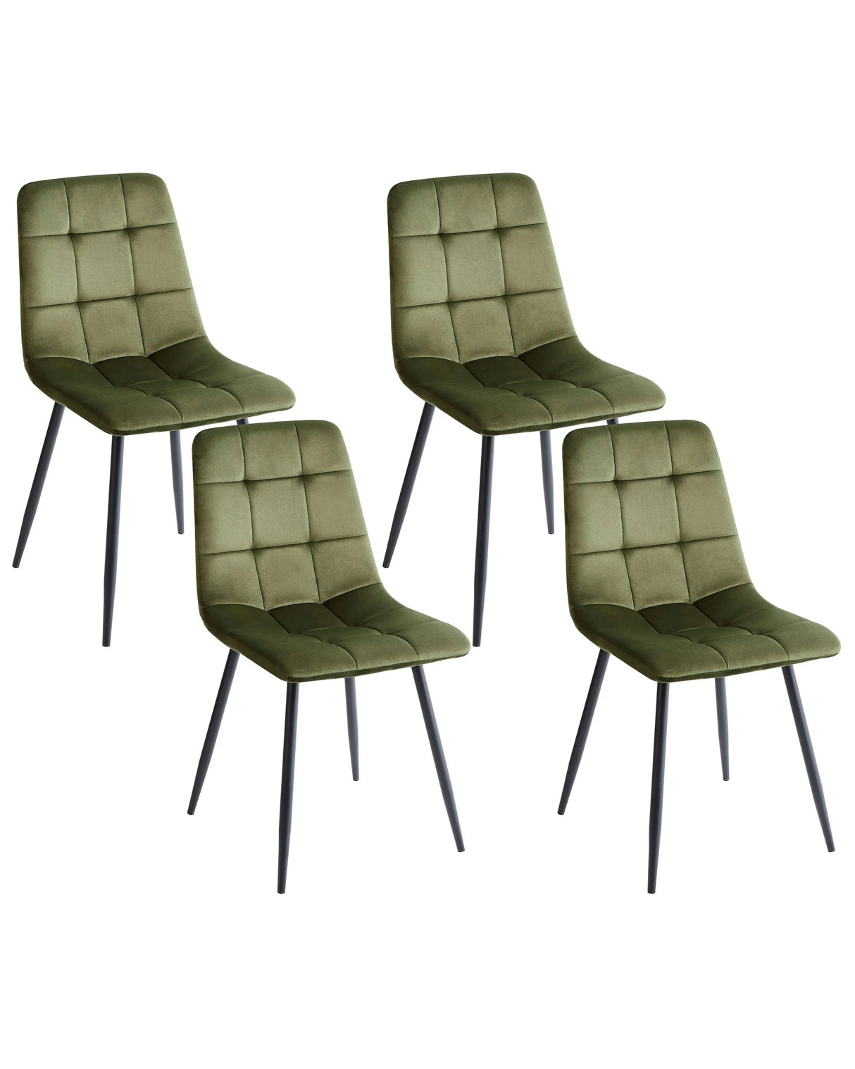 Set of 4 Dining Chairs Velvet Olive Green Dining Room Iron Legs Modern Style Beliani