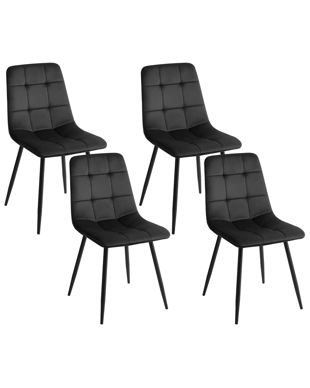 Set of 4 Dining Chairs Velvet Black Dining Room Iron Legs Modern Style Beliani