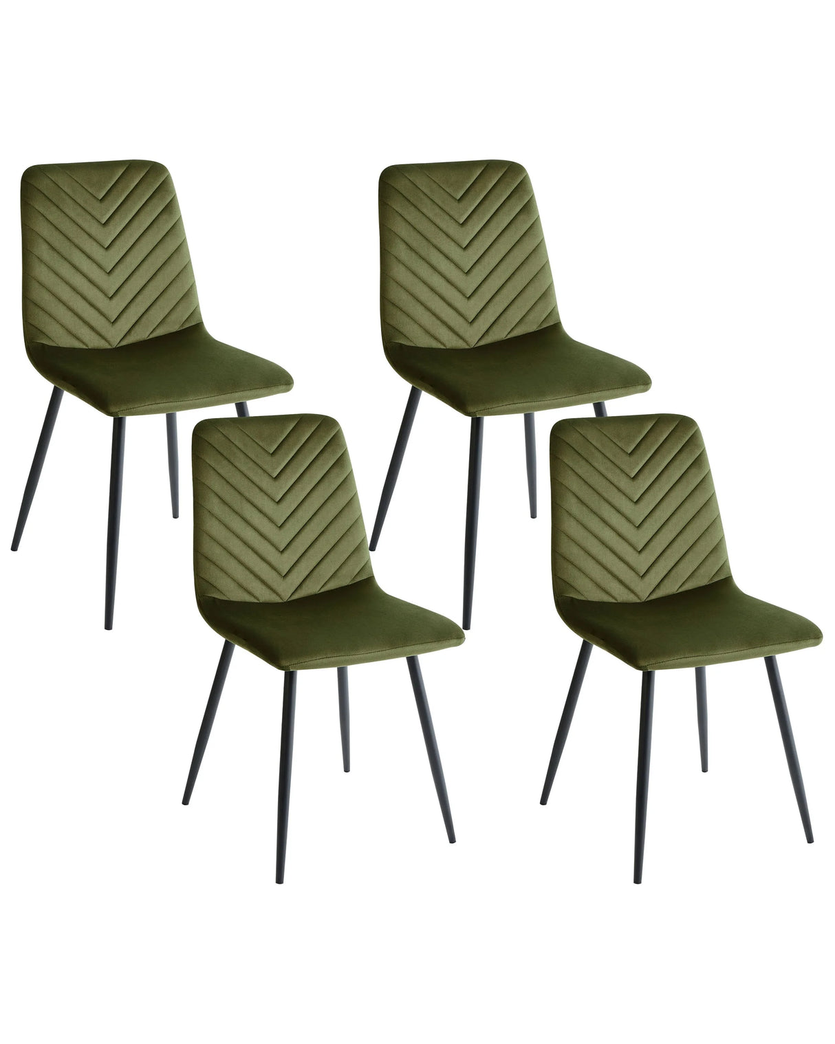 Set of 4 Dining Chairs Olive Green Velvet Dining Room Iron Legs Modern Style Beliani