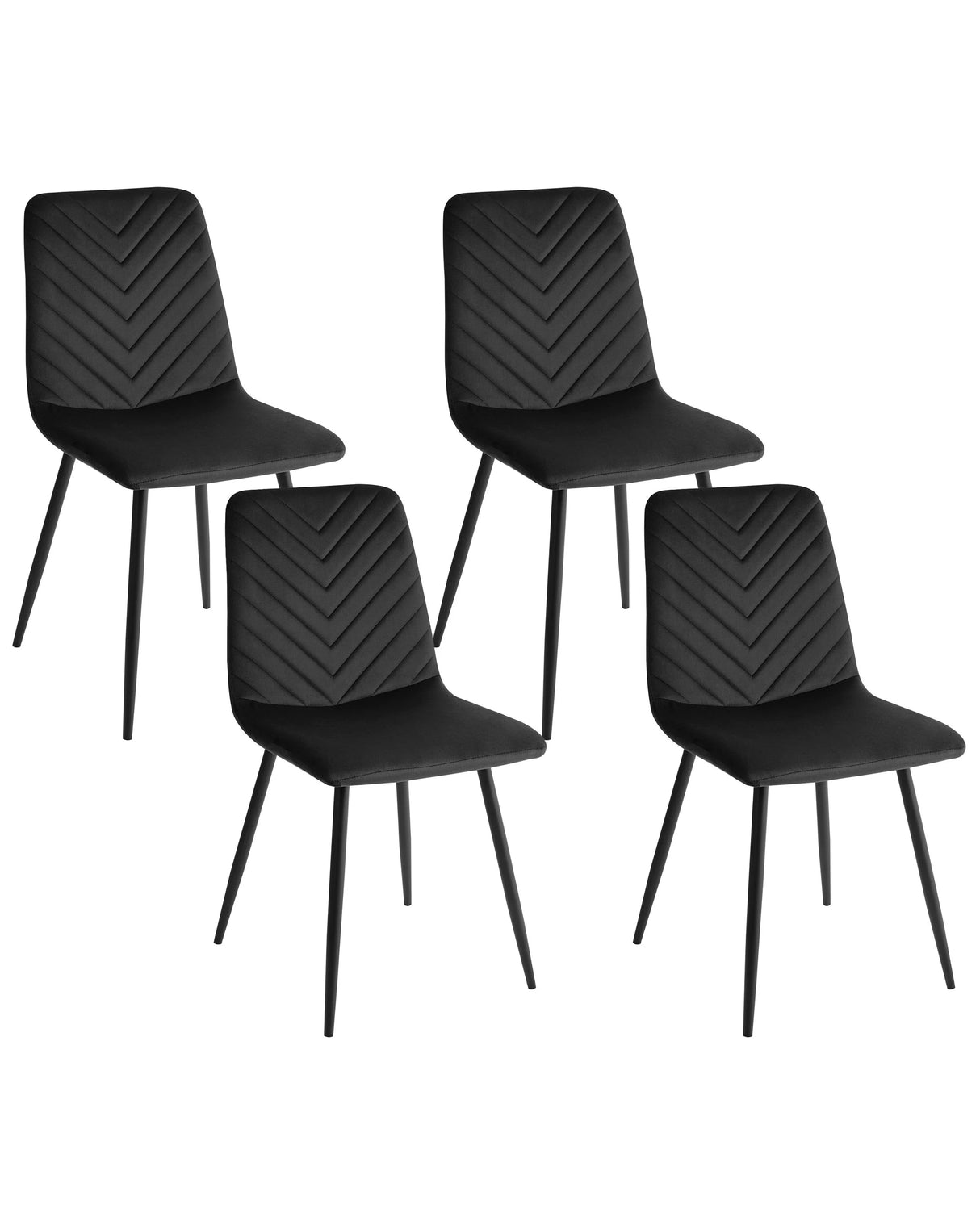 Set of 4 Dining Chairs Black Velvet Dining Room Iron Legs Modern Style Beliani