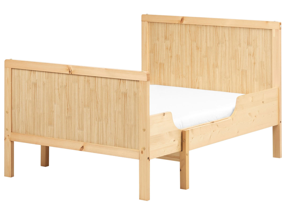 Extendable Toddler Bed Light Pine Wood EU Single Size 3ft 90 x130/160/200 cm with Slatted Base Convertible Bed Modern Nursery Beliani