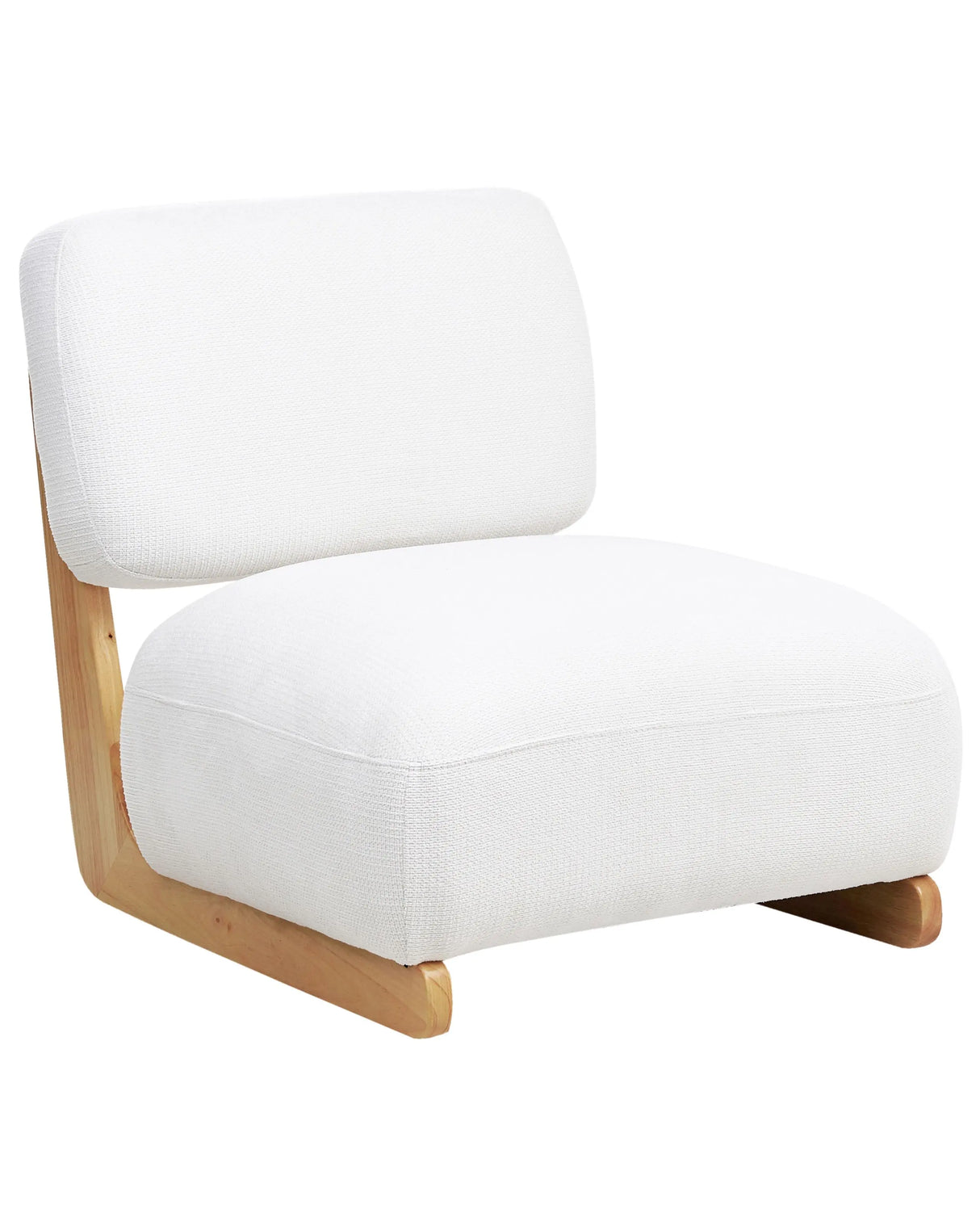 Armchair Off-White Fabric Solid Wood Legs Armless Retro Traditional Living Room Beliani