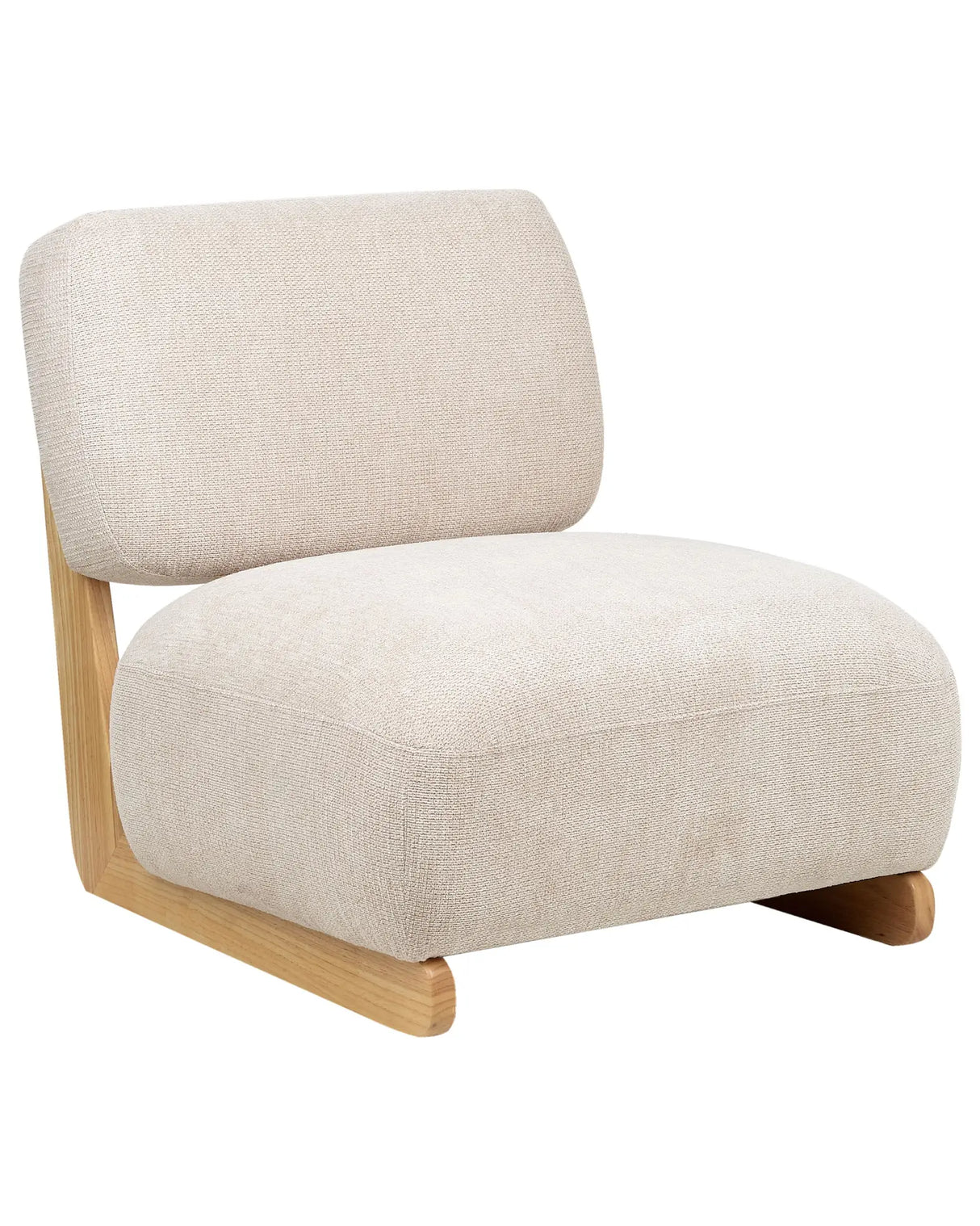 Armchair Light Beige Fabric Solid Wood Legs Armless Retro Traditional Living Room Beliani