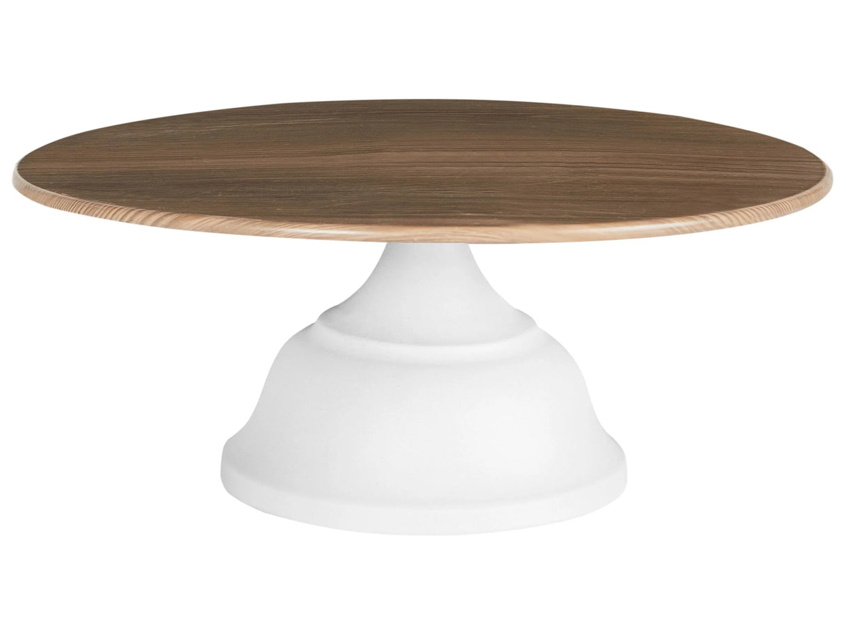 Cake Stand White and Light Wood 30 x 30 x 14 cm Decorative Stylish Carved Serving Tray Pastry Holder Beliani