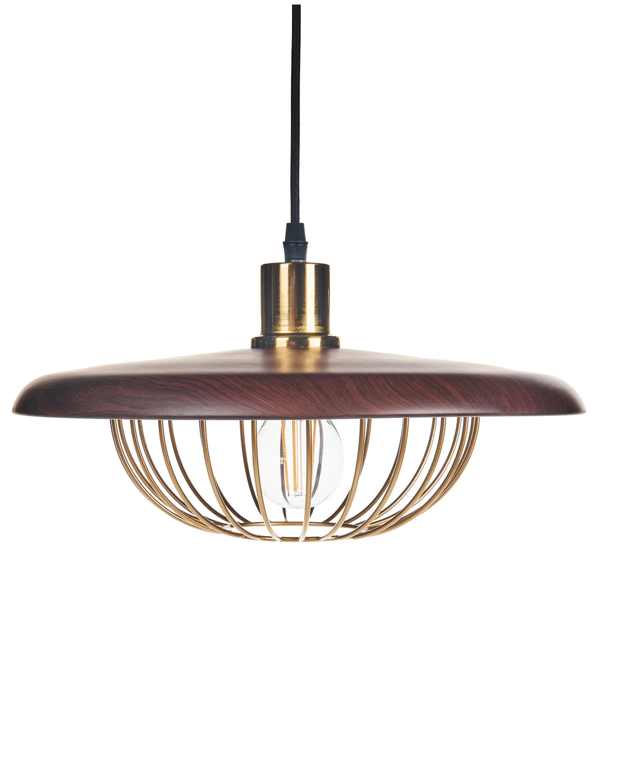 Pendant Lamp Gold Brown Metal Iron Retro Industrial Ceiling Hanging Light Living Room Dining Room Beliani