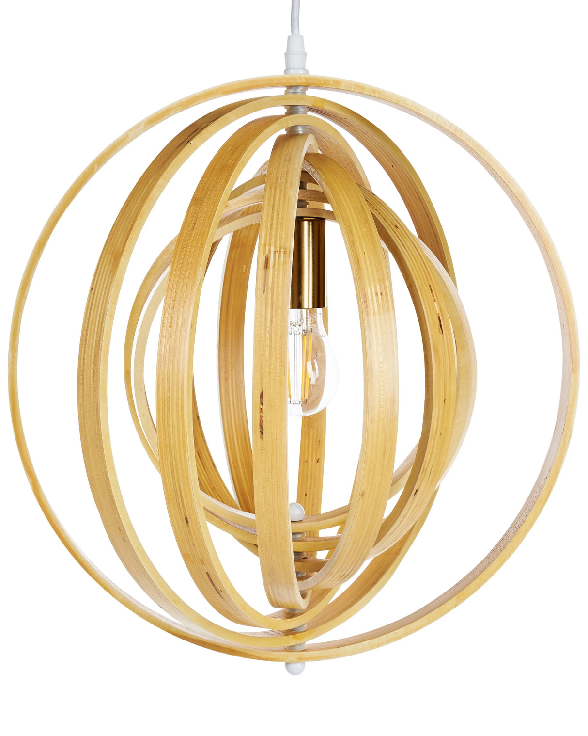 Pendant Lamp Light Poplar Wood Round Adjustable Shade Hanging Ceiling Lamp Beliani