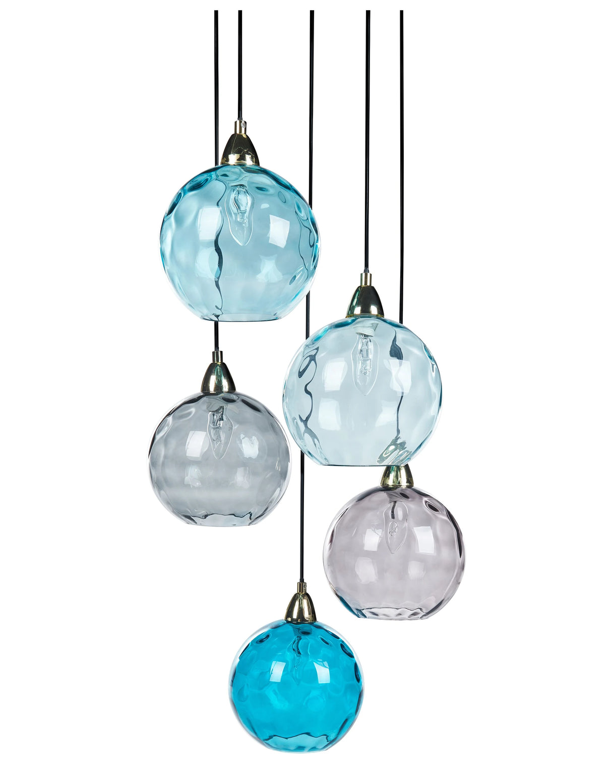 Pendant Lamp Blue Metal Iron Glass Hanging Light Modern Glam Lighting Living Room Dining Room Bedroom Beliani