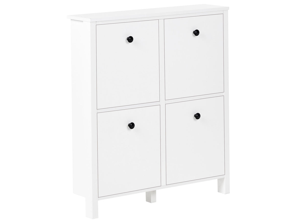 Shoe Storage Cabinet White MDF 4 Compartments Scandinavian Design Hallway Beliani