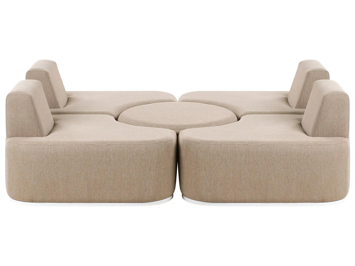 4 Seater Garden Sofa Set Beige Upholstered with Ottoman UV Resistant Quick Dry Foam Modern Outdoor Set Beliani