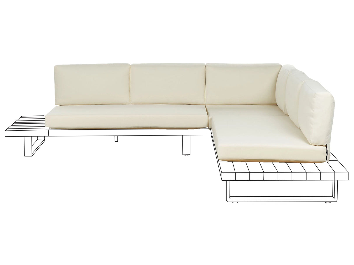 Outdoor Cushion Cover Set Off-White Fabric Sofa Seat Back Side Pillow Cases Beliani