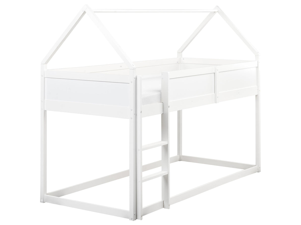 Kids Loft Bed White Pine Wood MDF EU Single Size with Slatted Frame Bed for Toddler Beliani