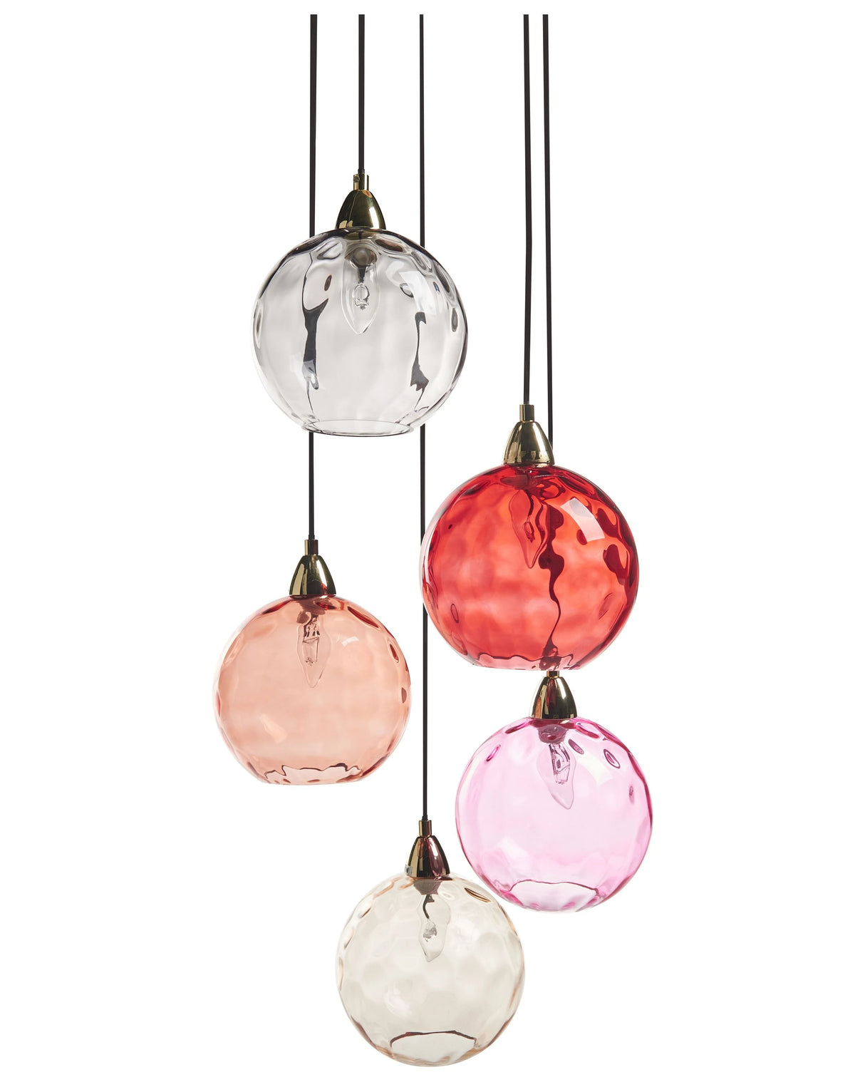 Pendant Lamp Red Metal Iron Glass Hanging Light Modern Glam Lighting Living Room Dining Room Bedroom Beliani