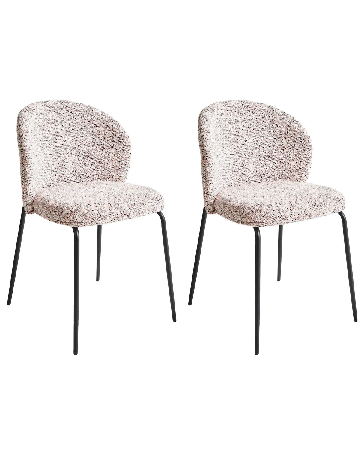 Set of 2 Dining Accent Chairs Beige Upholstery without Armrests Metal Base Retro Design Beliani