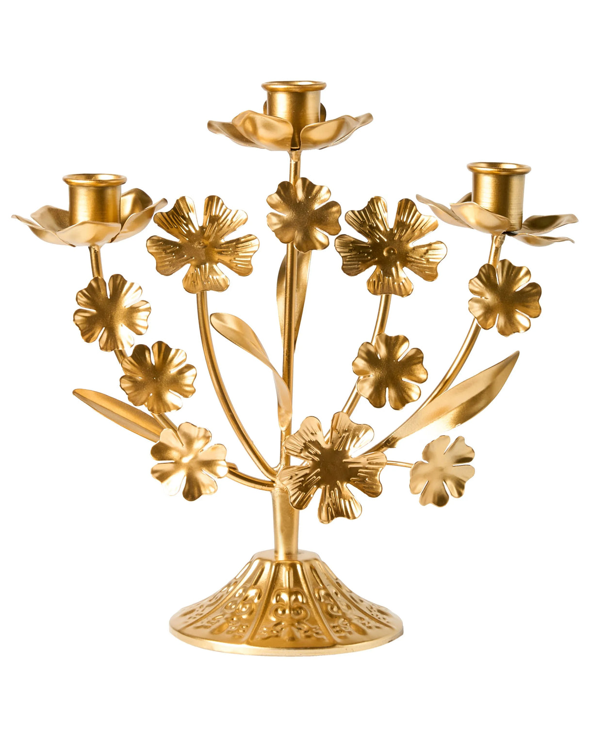 Candle Holder Gold for 3 Candles Flower Candelabra Iron Modern Minimalistic Design Decoration Beliani