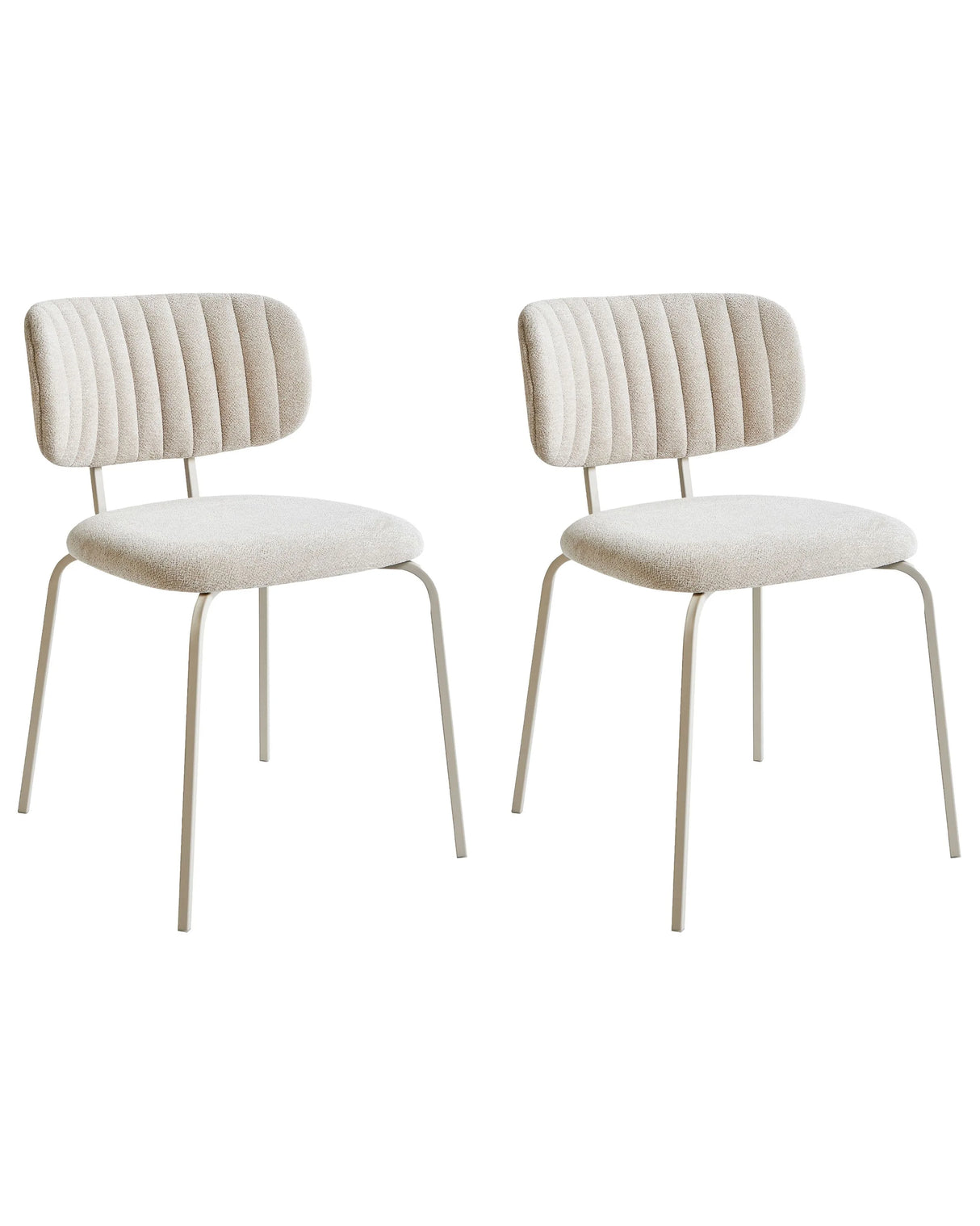 Set of 2 Dining Accent Chairs Light Beige Upholstery without Armrests Metal Base Modern Design Beliani