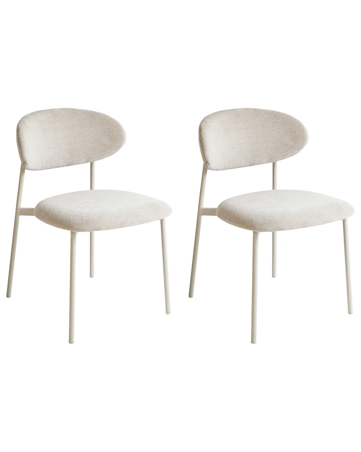 Set of 2 Dining Accent Chairs Light Beige Upholstery without Armrests Metal Base Modern Design Beliani