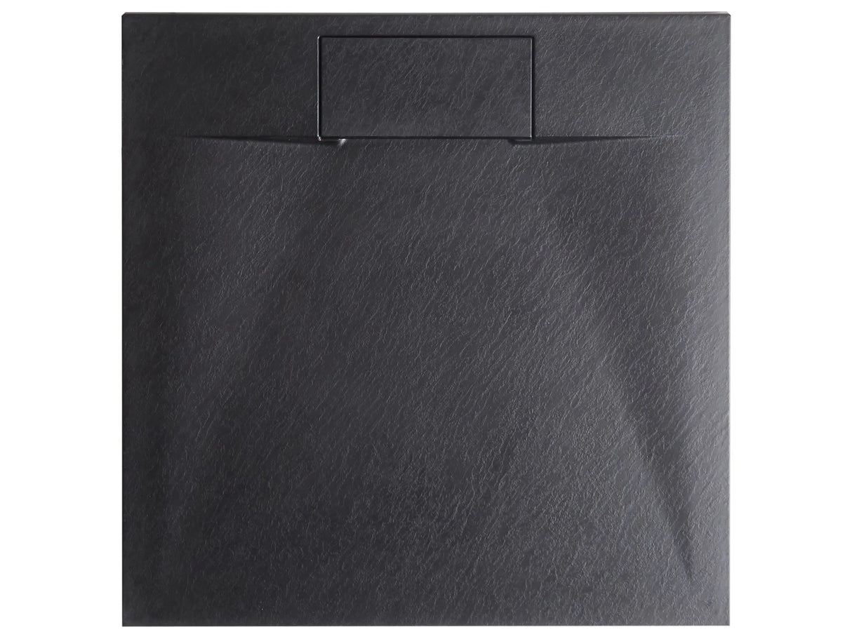 Shower Tray with Drain Black SMC 80 x 80 x 3 cm Minimalist Natural Stone Effect Beliani