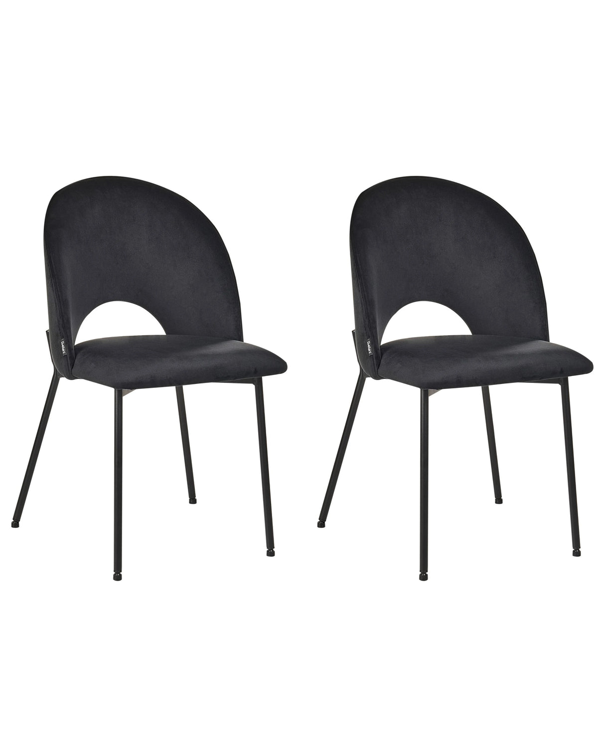Set of 2 Dining Chairs Black Velvet Upholstery Black Legs Retro Glamour Beliani