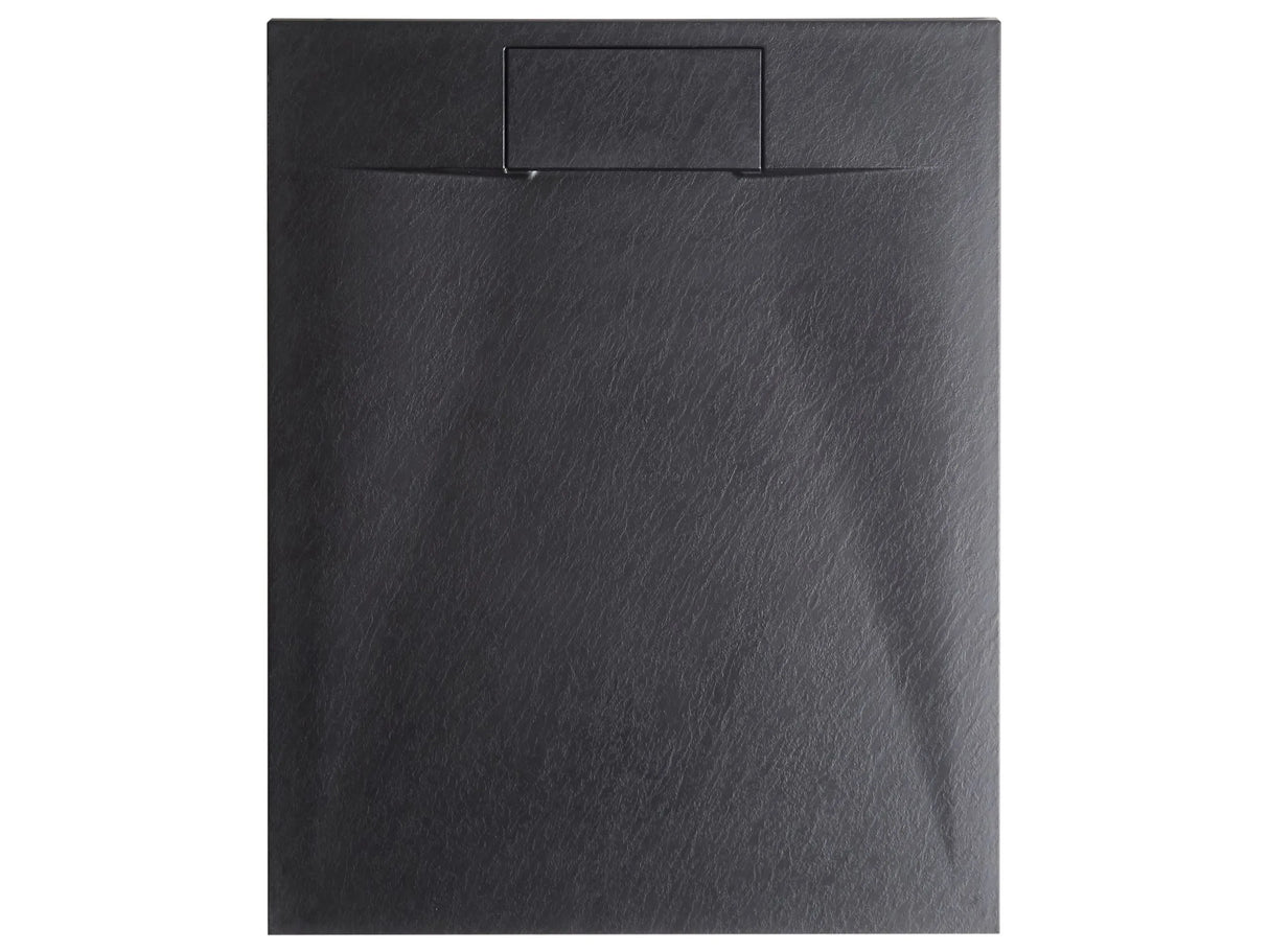 Shower Tray with Drain Black SMC 80 x 100 x 3 cm Minimalist Natural Stone Effect Beliani