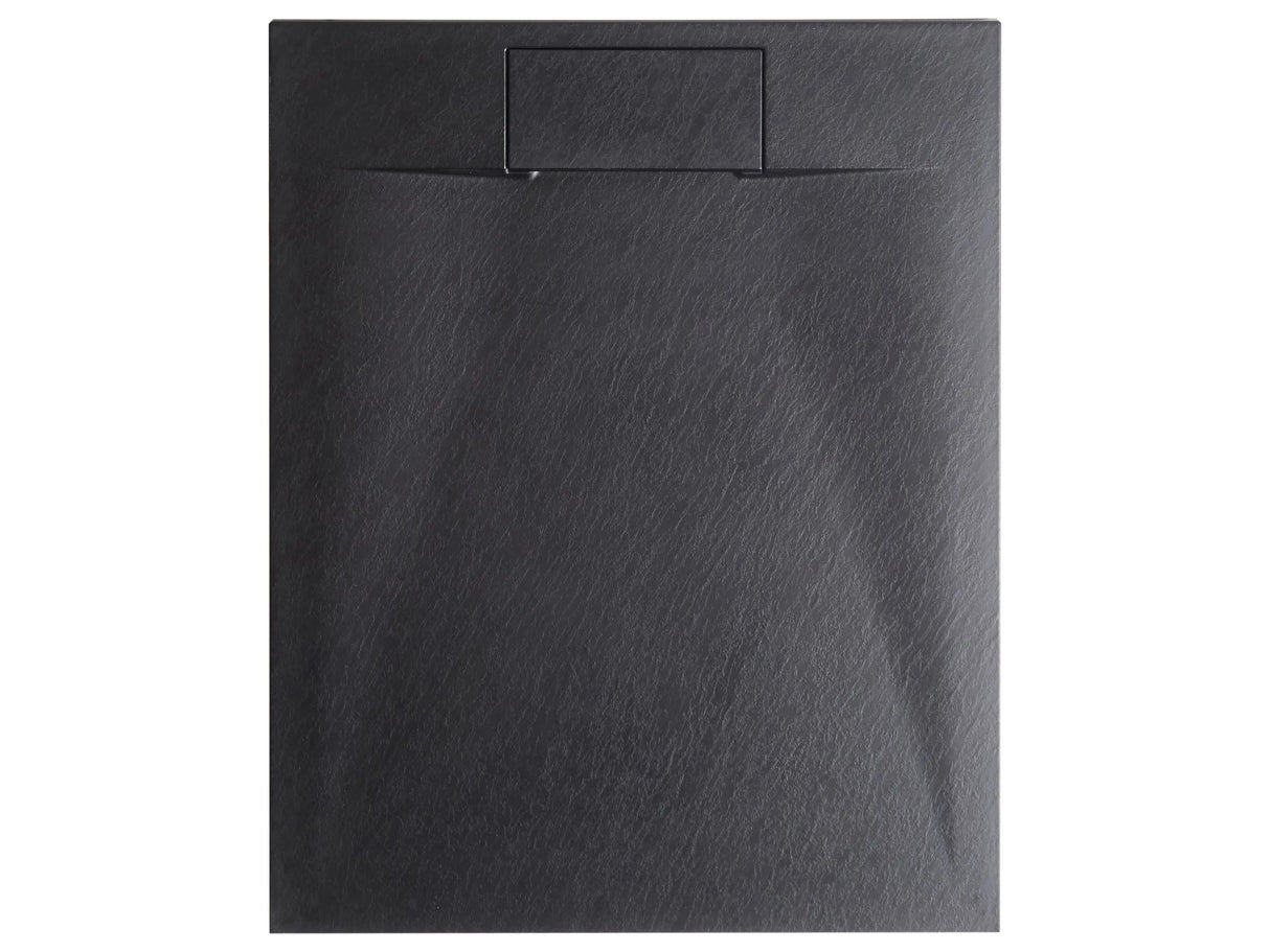 Shower Tray with Drain Black SMC 80 x 120 x 3 cm Minimalist Natural Stone Effect Beliani