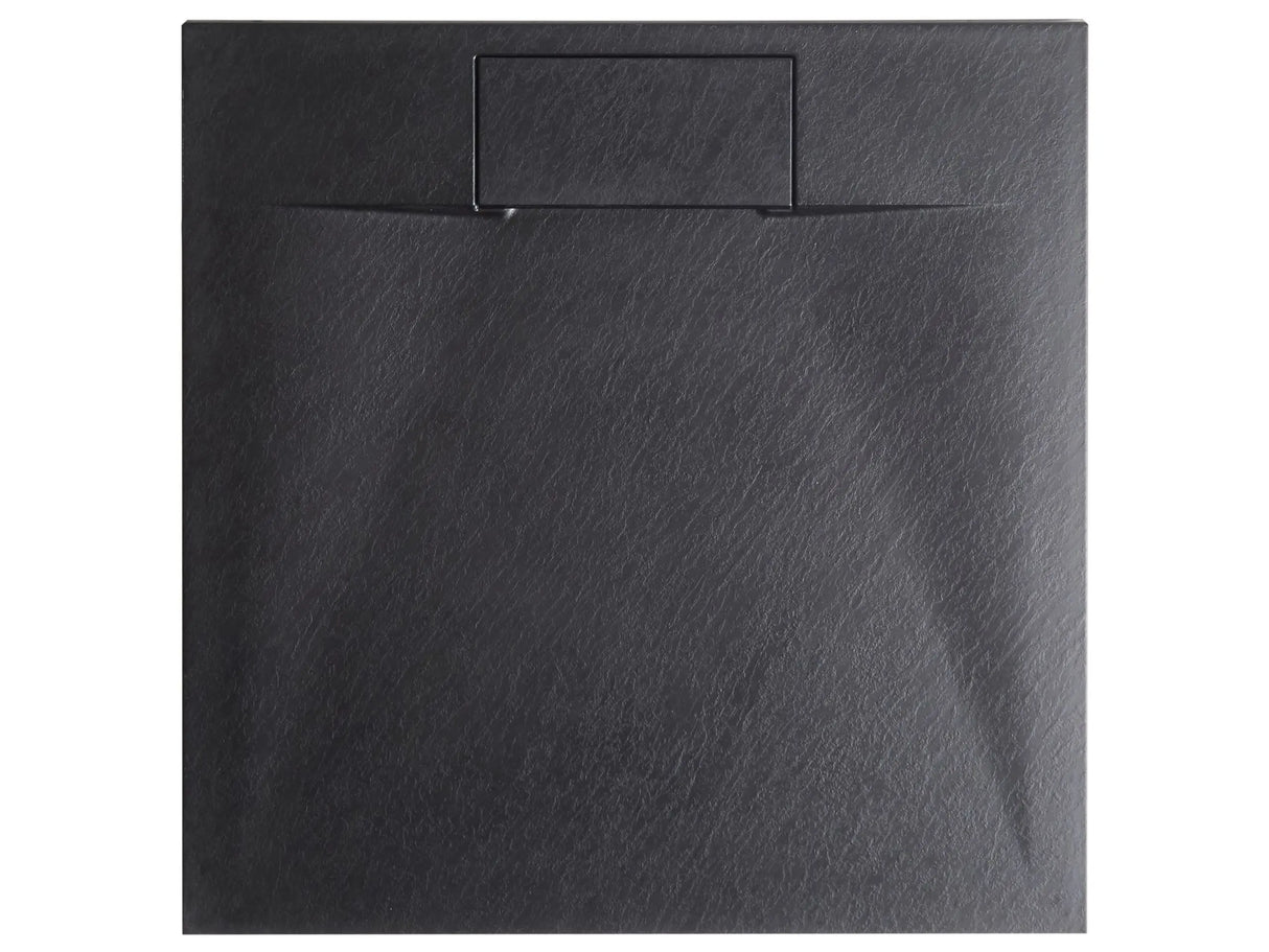 Shower Tray with Drain Black SMC 90 x 90 x 3 cm Minimalist Natural Stone Effect Beliani