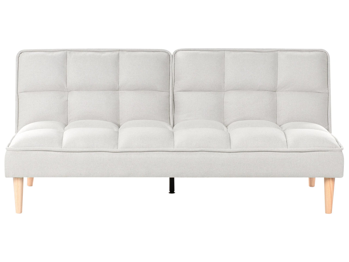 Sofa Bed Off-White Easy Clean Fabric 3-Seater Reclining Back Quilted Simple Sleeper Couch Click-Clack Beliani