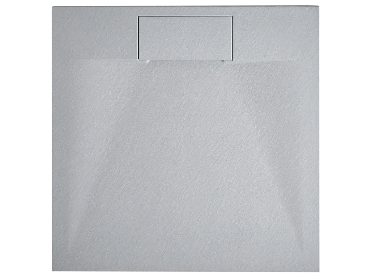 Shower Tray with Drain Grey SMC 80 x 80 x 3 cm Minimalist Natural Stone Effect Beliani