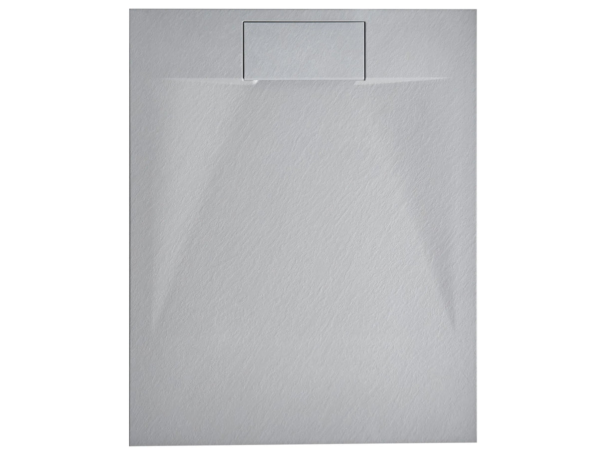 Shower Tray with Drain Grey SMC 80 x 100 x 3 cm Minimalist Natural Stone Effect Beliani