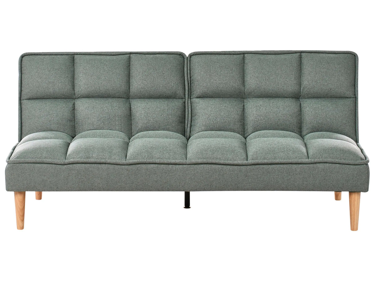 Sofa Bed Light Green Easy Clean Fabric 3-Seater Reclining Back Quilted Simple Sleeper Couch Click-Clack Beliani