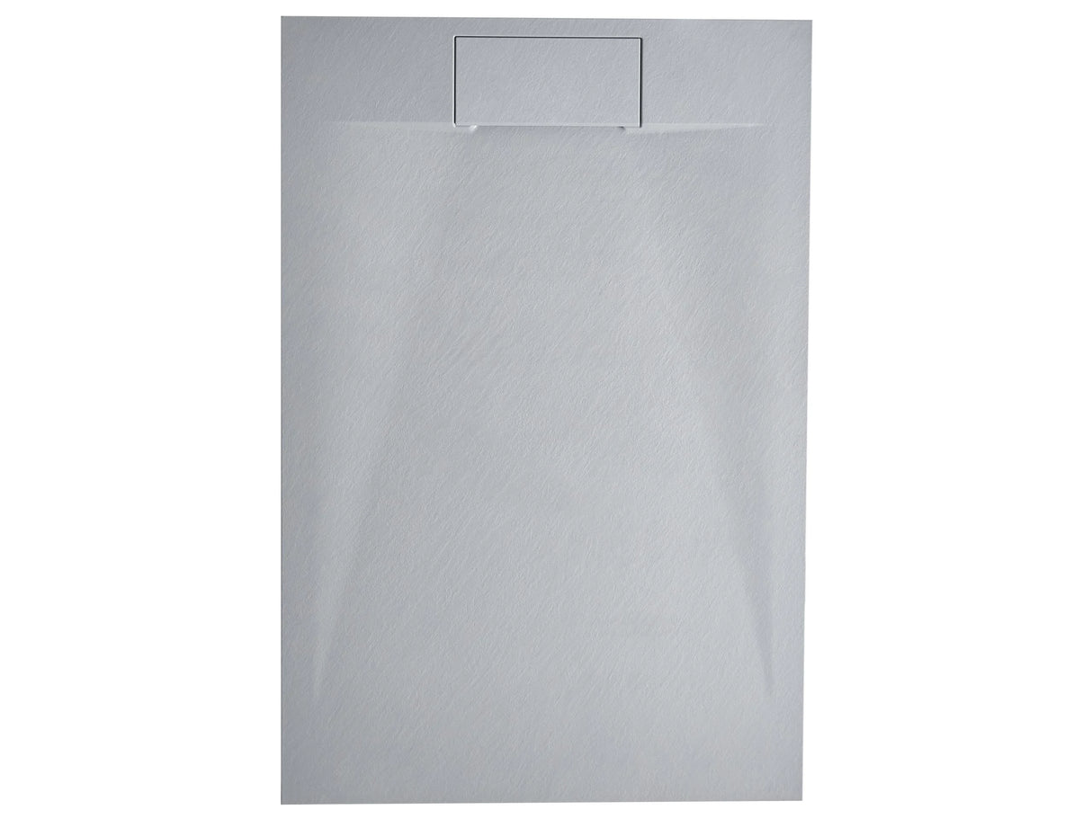 Shower Tray with Drain Grey SMC 80 x 120 x 3 cm Minimalist Natural Stone Effect Beliani