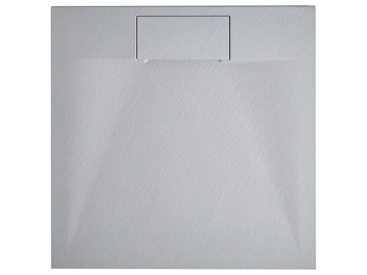 Shower Tray with Drain Grey SMC 90 x 90 x 3 cm Minimalist Natural Stone Effect Beliani