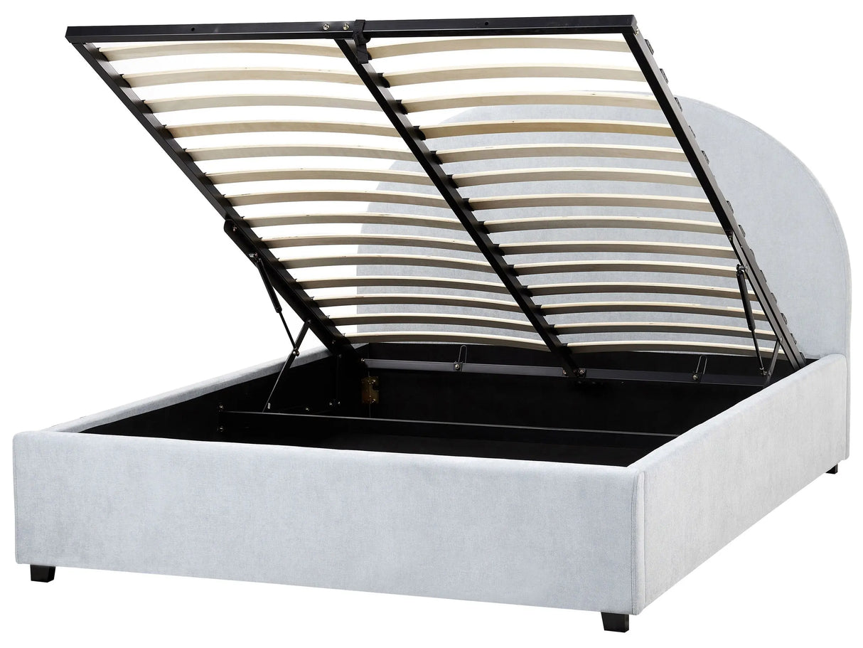 Storage Bed Light Blue Polyester Fabric EU Double Size 4ft6 Minimalist Retro Design Ottoman Storage Beliani