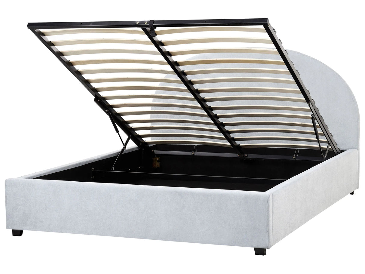 Storage Bed Light Blue Polyester Fabric EU King Size 5ft3 Minimalist Retro Design Ottoman Storage Beliani