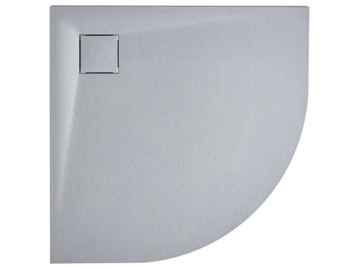 Shower Tray with Drain Grey SMC 90 x 90 x 3 cm Minimalist Natural Stone Effect Beliani